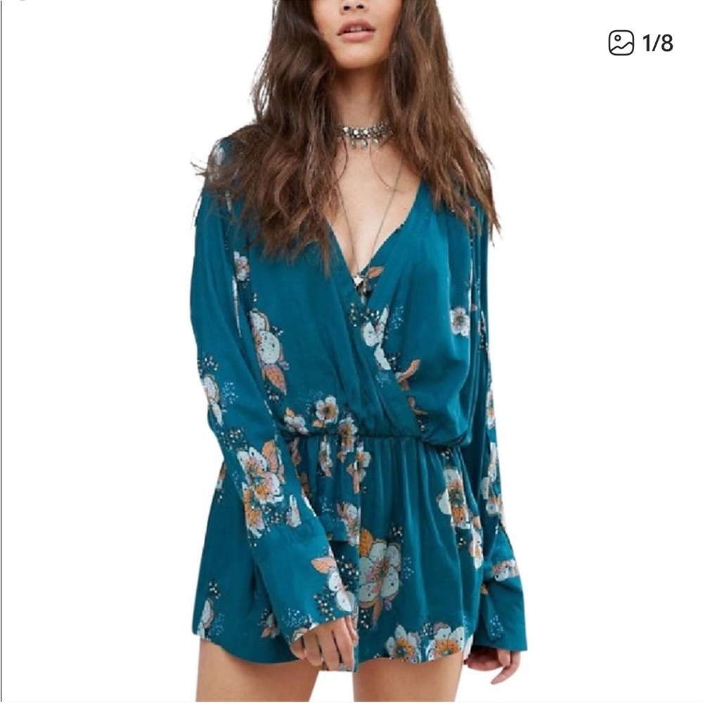 Free people Tuscan Dreams Turquoise Tunic Size M